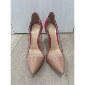Gianvito Rossi Pink/Beige Patent Leather and PVC Plexi Pumps Size 38